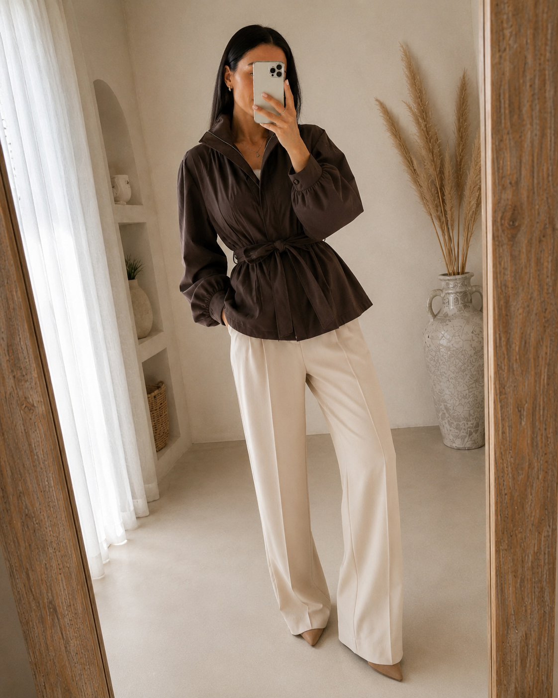 Women's Belted Lightweight Jacket for Spring and Autumn