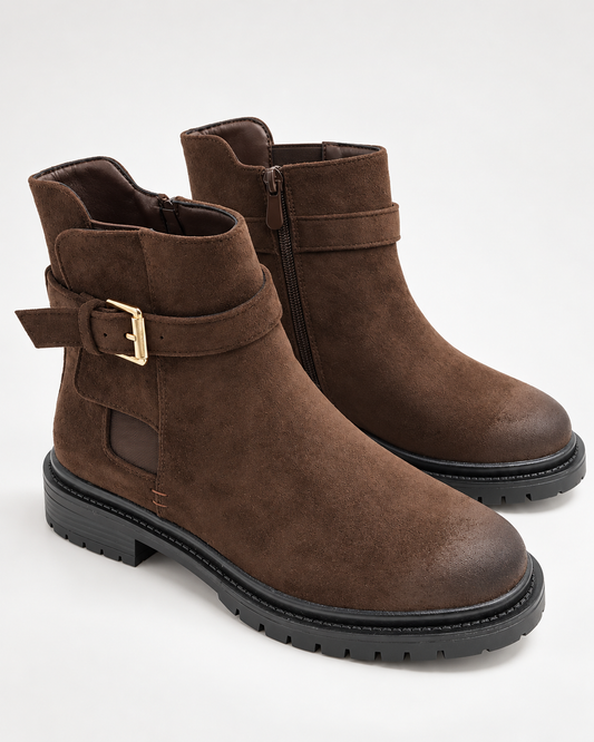 Dian | Women’s Chunky Buckle Ankle Boots with Side Zip