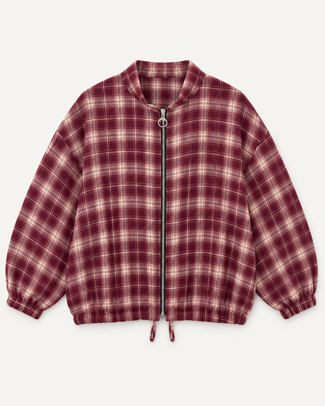Women's Checked Teddy Bomber Jacket with Zip