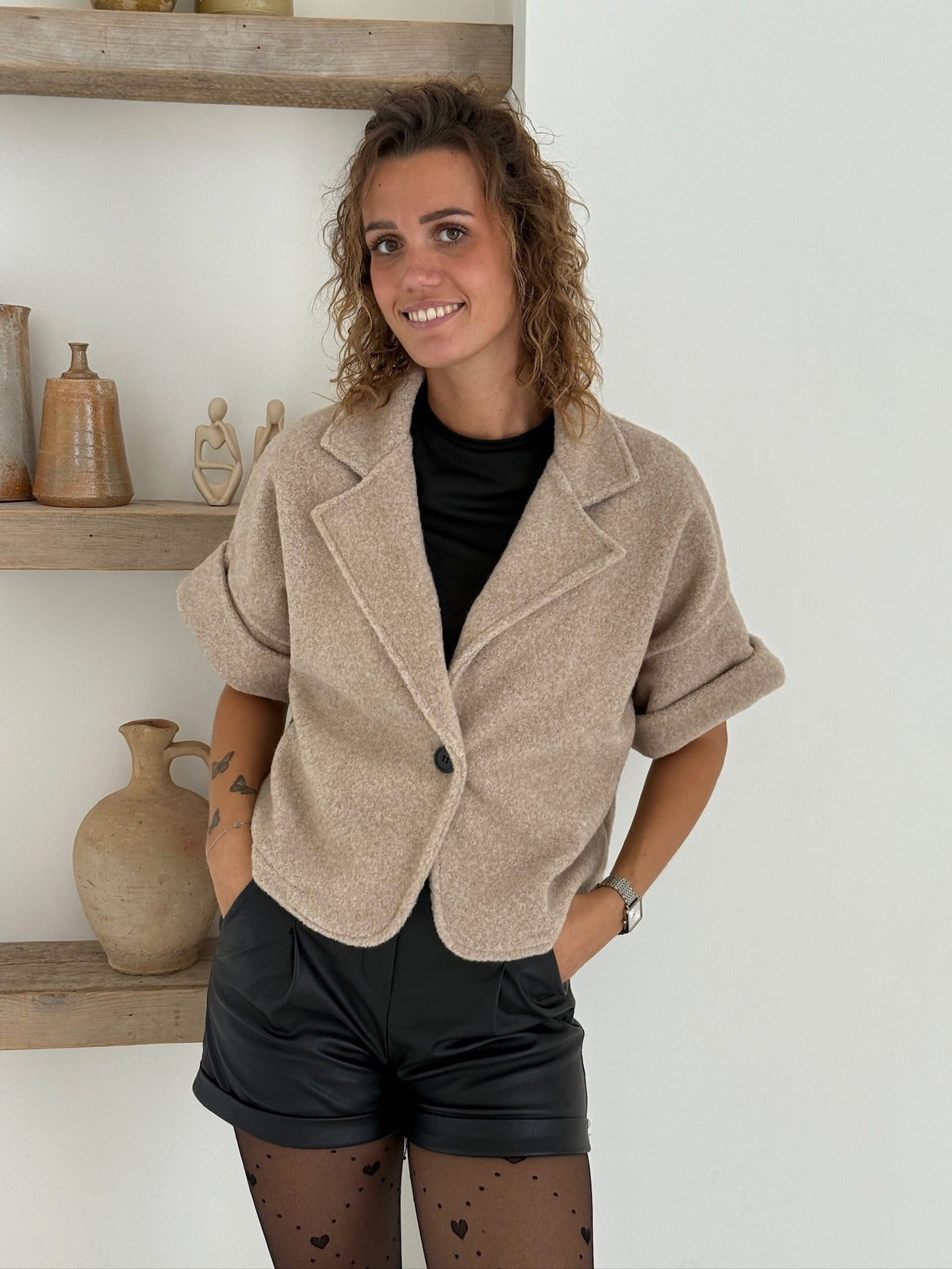 Women's Cropped Teddy Bouclé Blazer