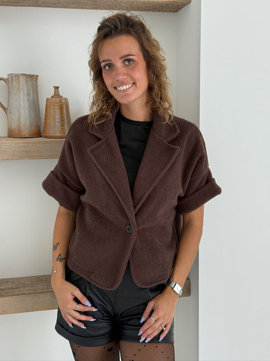 Women's Cropped Teddy Bouclé Blazer