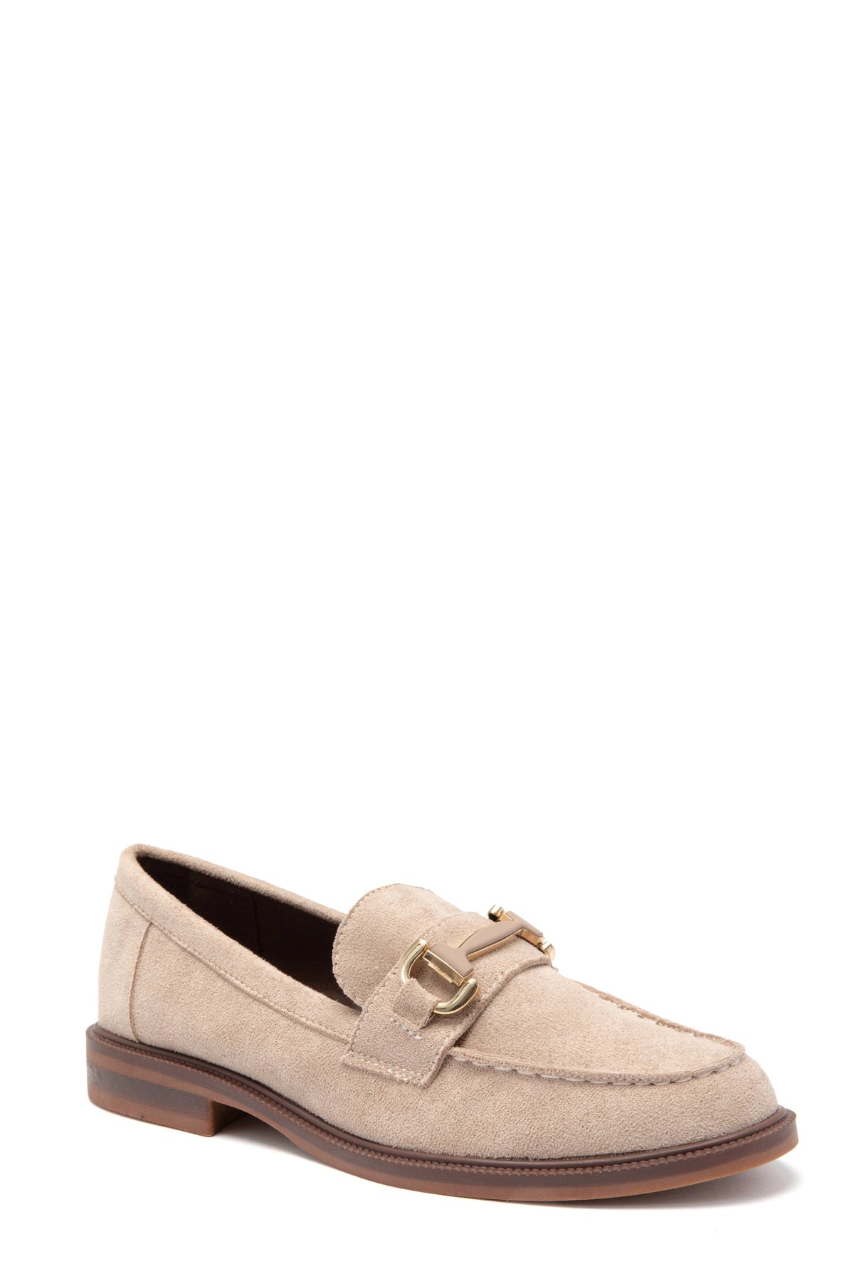 Laura | Women's Flat Loafers with Gold Detail in Beige