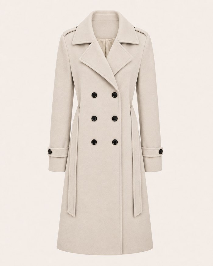 Noa | Women's Long Double-Breasted Belted Coat