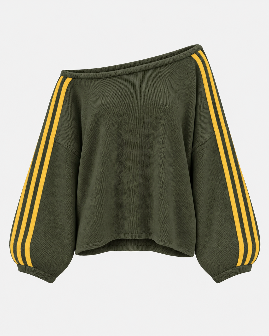 Women's Oversized Off-Shoulder Jumper with Striped Sleeves