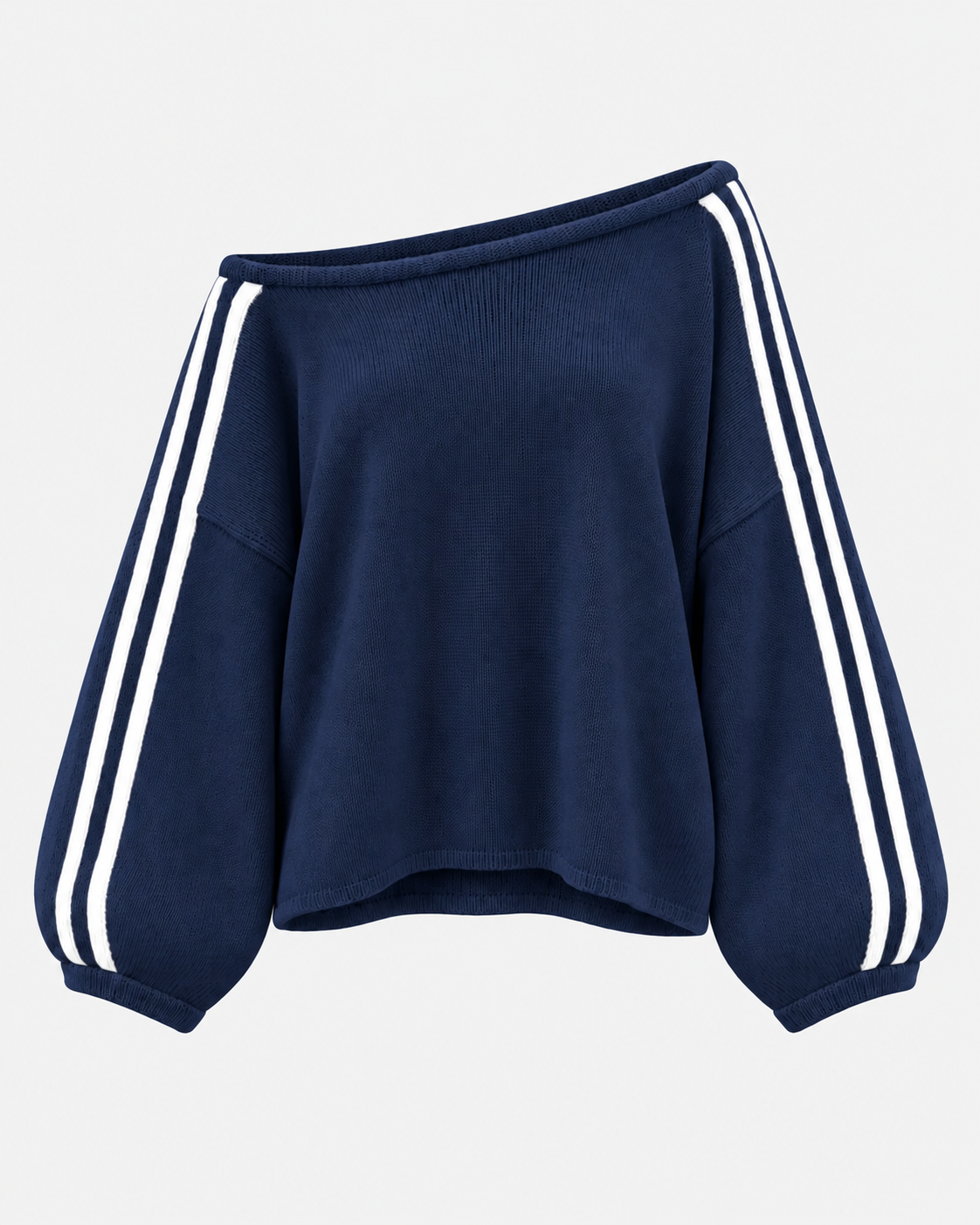 Women's Oversized Off-Shoulder Jumper with Striped Sleeves