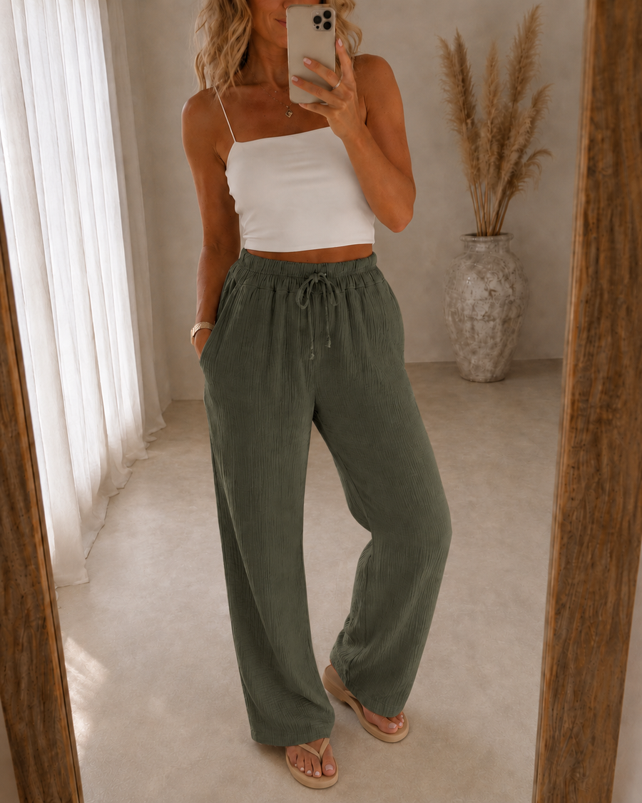 Relax | Women's Loose Fit High-Waisted Cotton Trousers