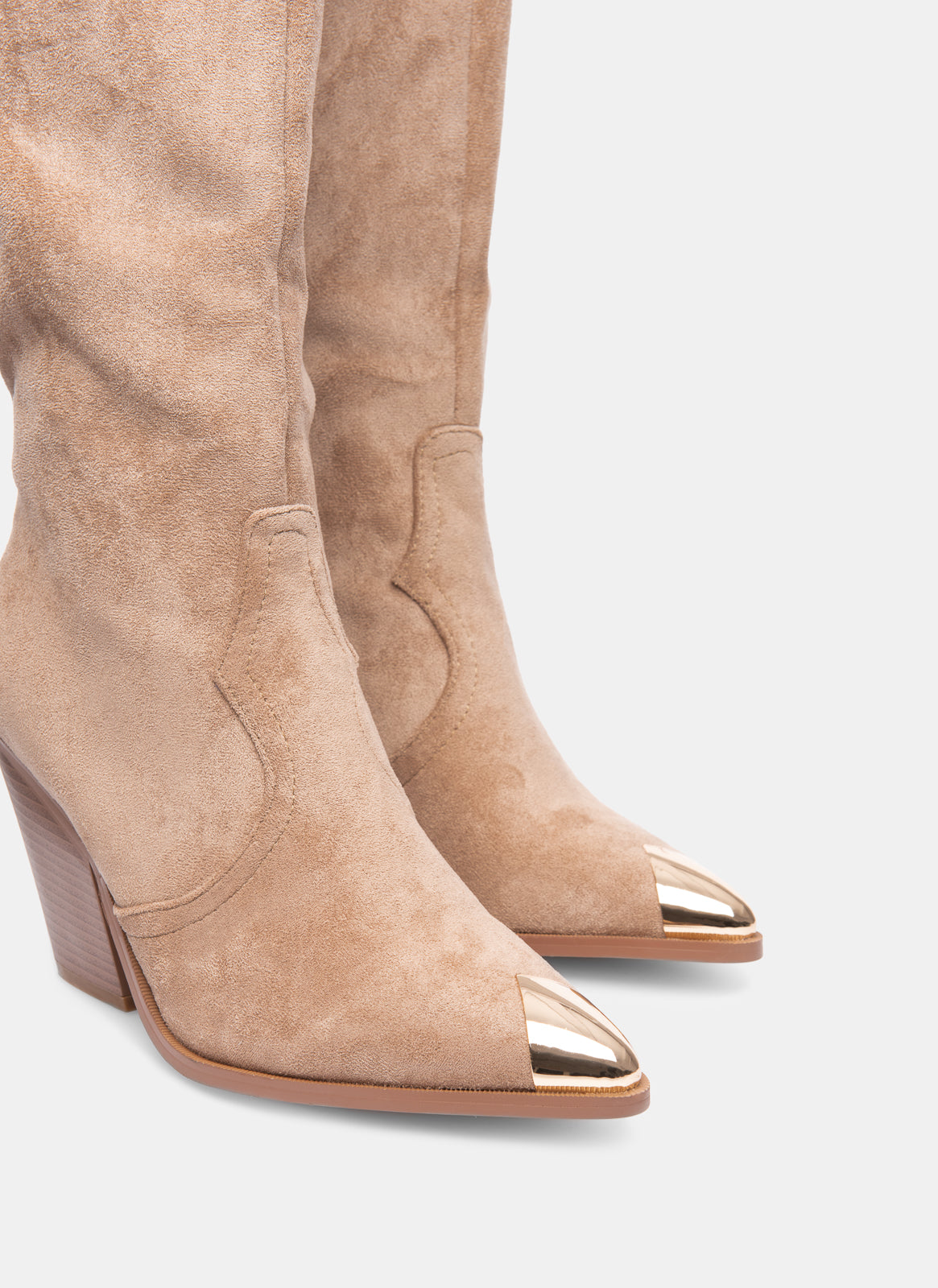 Roxy | Women's Knee-High Faux Suede Cowboy Boots in Khaki