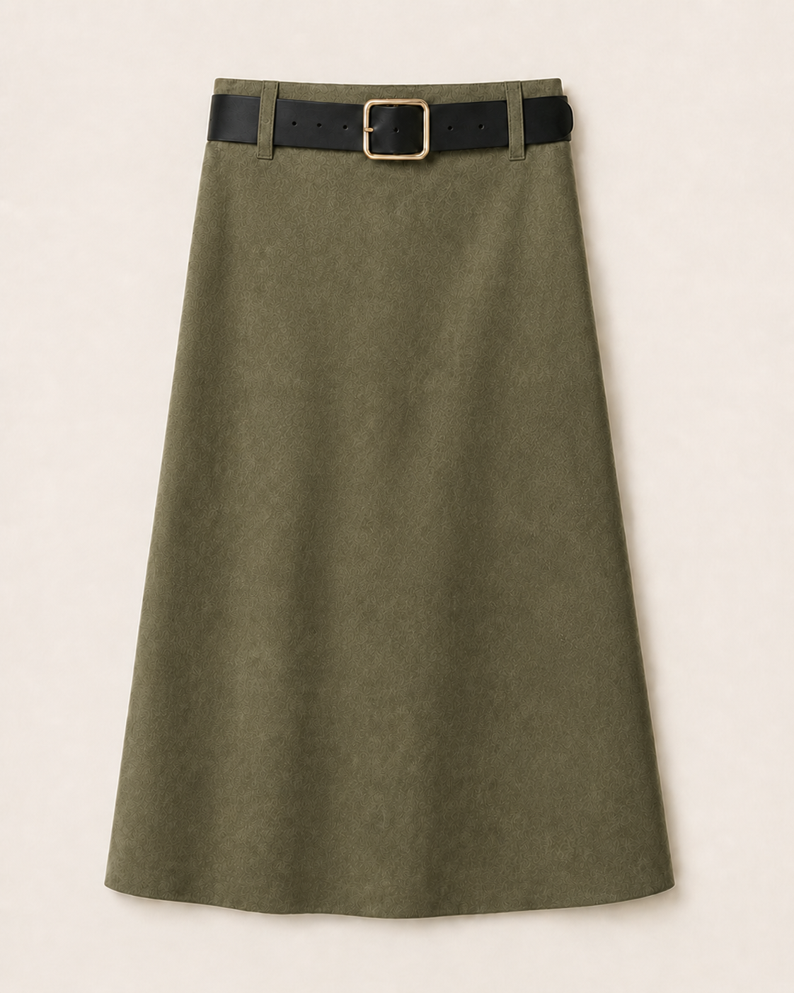 Women's Faux Suede Maxi Skirt with Belt