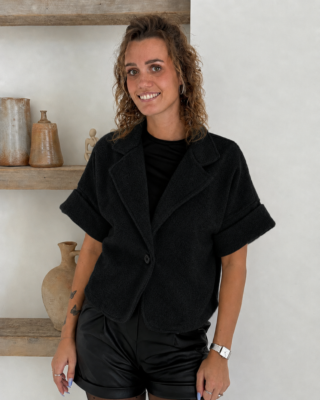 Women's Cropped Teddy Bouclé Blazer