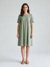 Sage Green Textured Knee-Length Dress