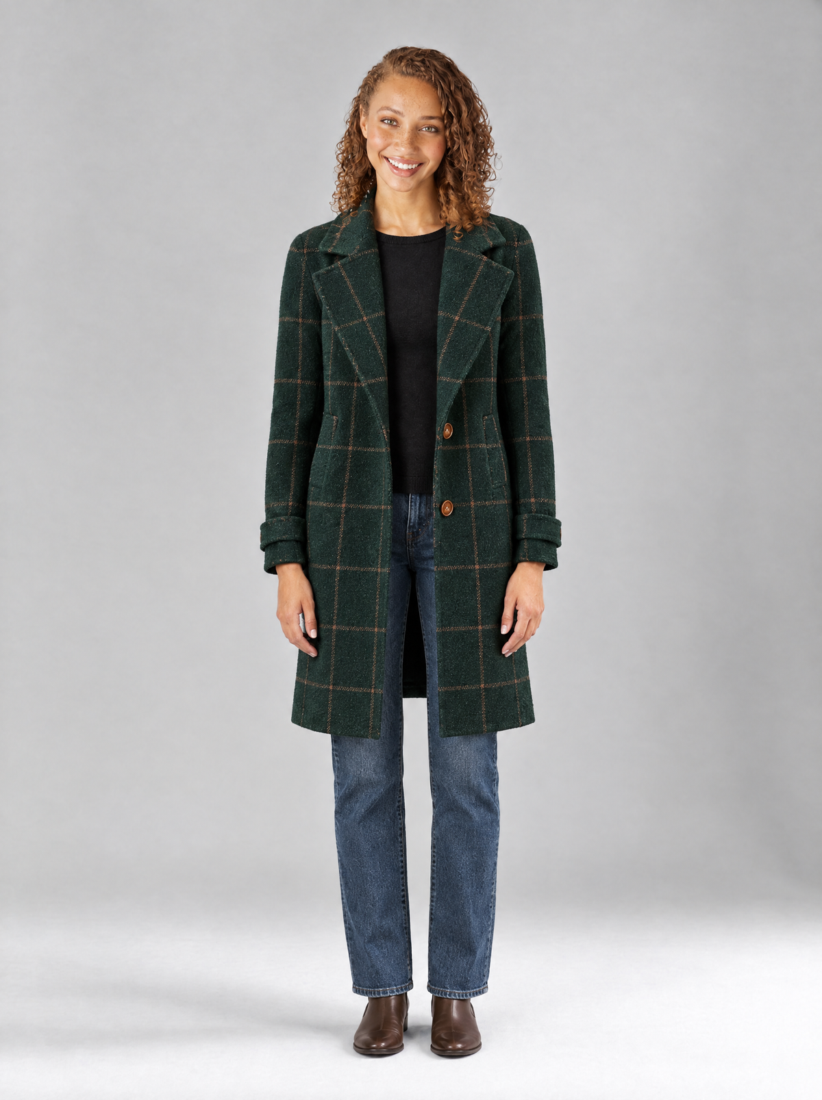 Cecilia | Women's Tailored Longline Coat in Forest Green
