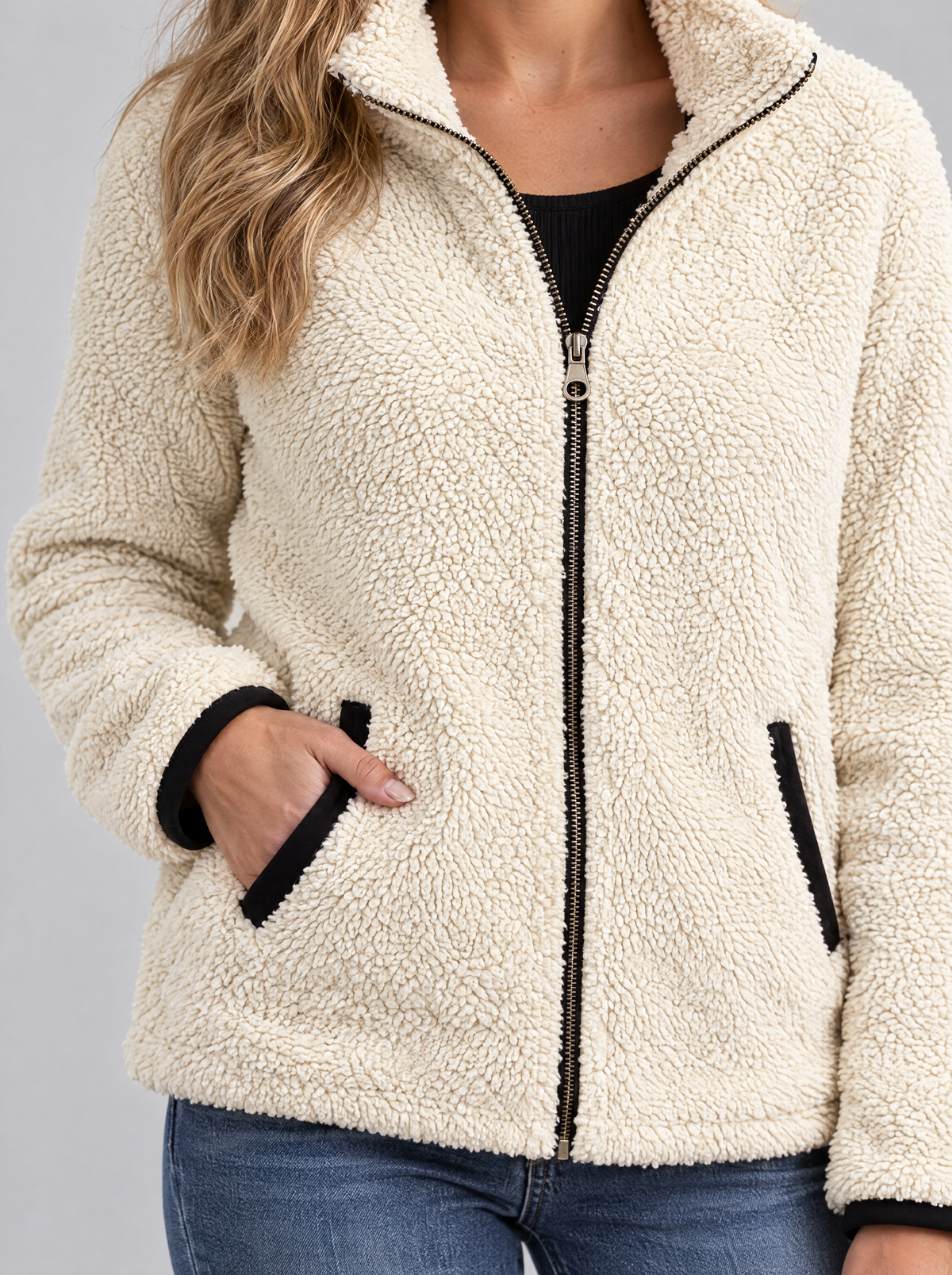Bettina | Women's Teddy Fleece Zip Jacket with Pockets