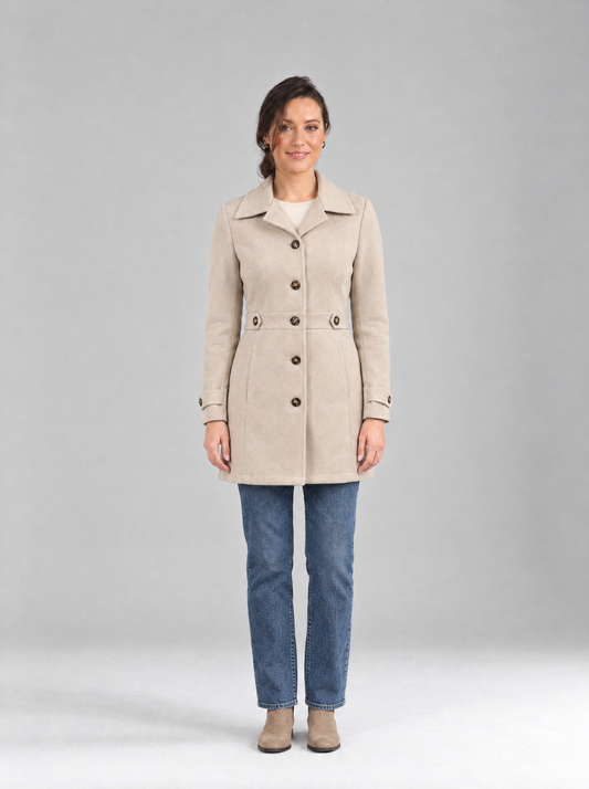 Paola | Women's Tailored Wool-Blend Look Coat with Button Front