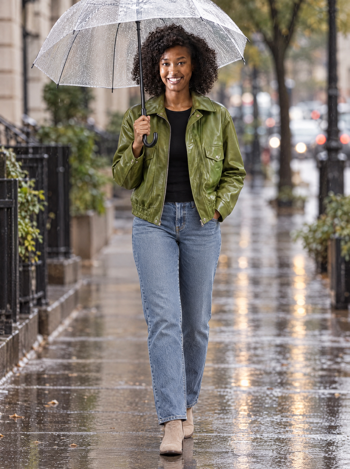 Nadia | Women's Vintage Leather-Look Jacket in Green