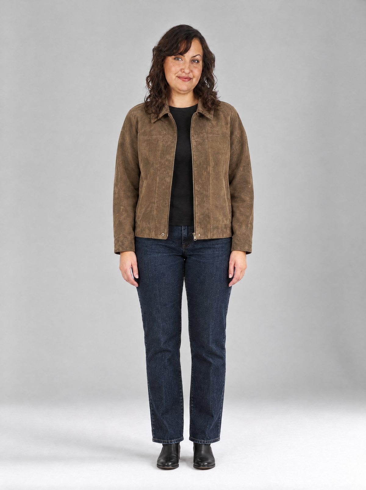 Raffaella | Women's Vintage Oversized Bomber Jacket in Dark Brown