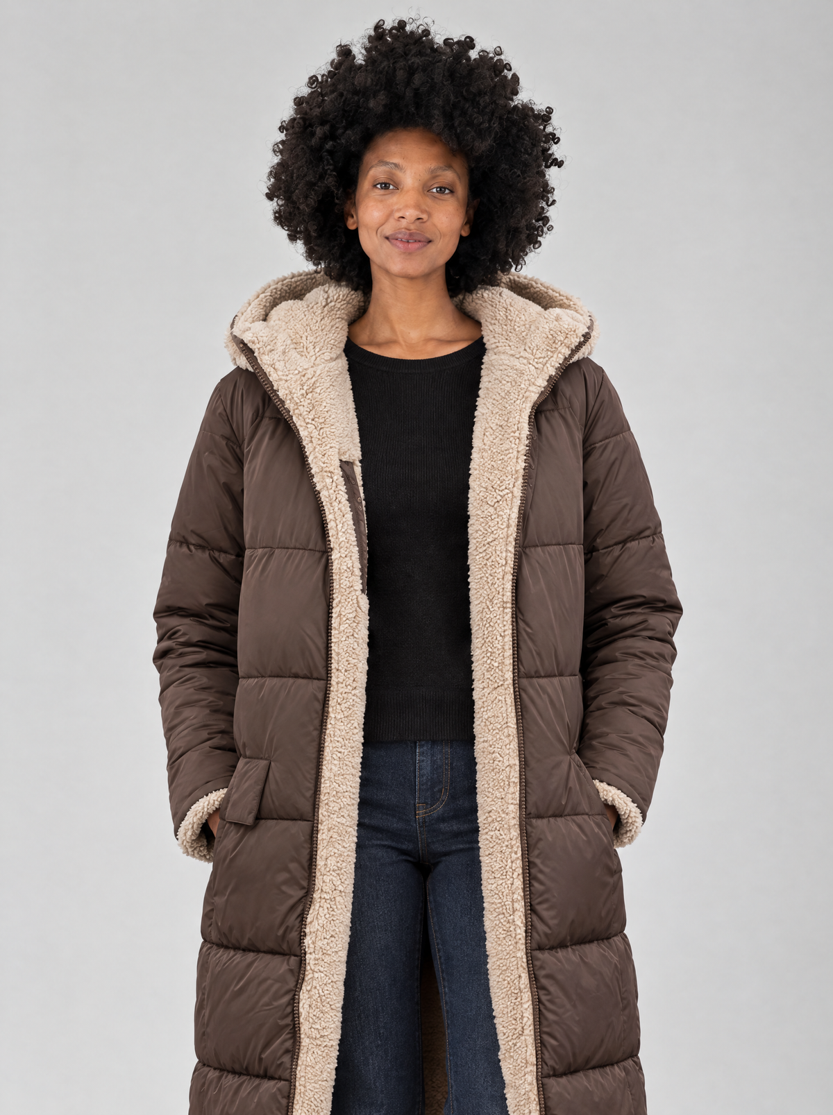 Viola | Women's Sherpa-Lined Padded Long Winter Coat