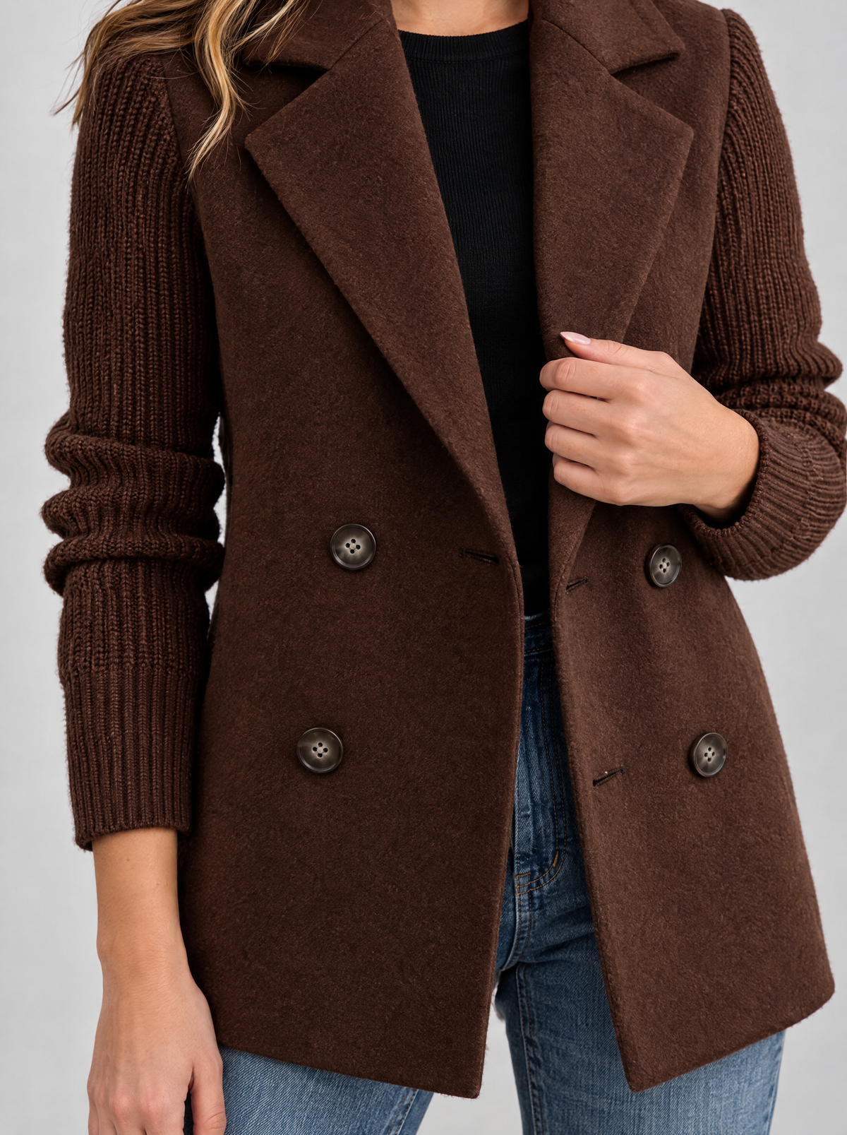 Bruna | Women's Blazer with Knitted Sleeves