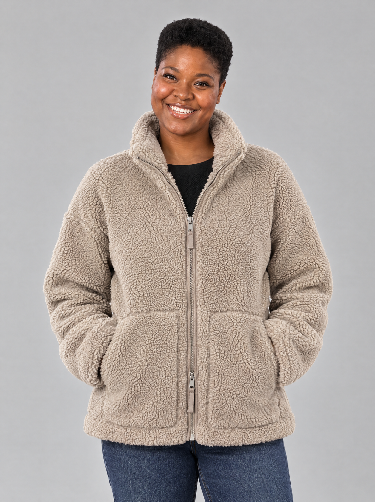Federica | Women's Oversized Teddy Winter Jacket with Stand Collar