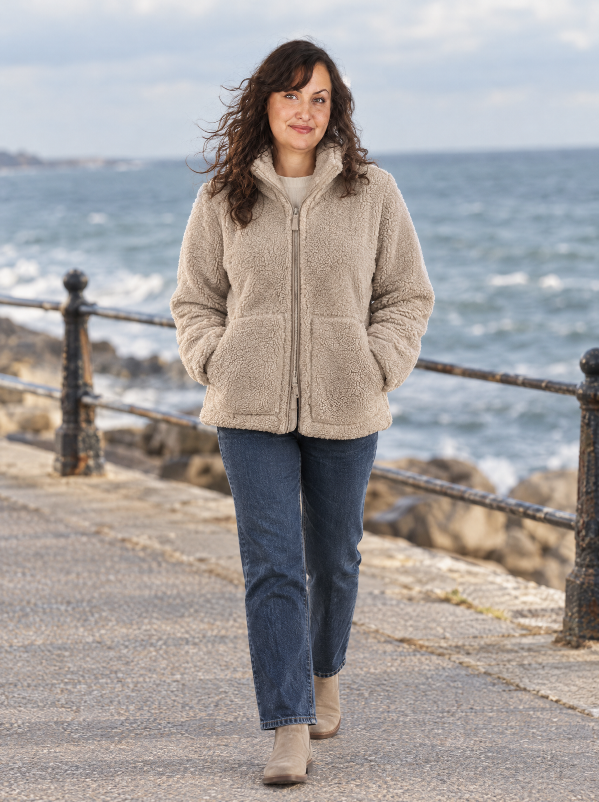 Federica | Women's Oversized Teddy Winter Jacket with Stand Collar