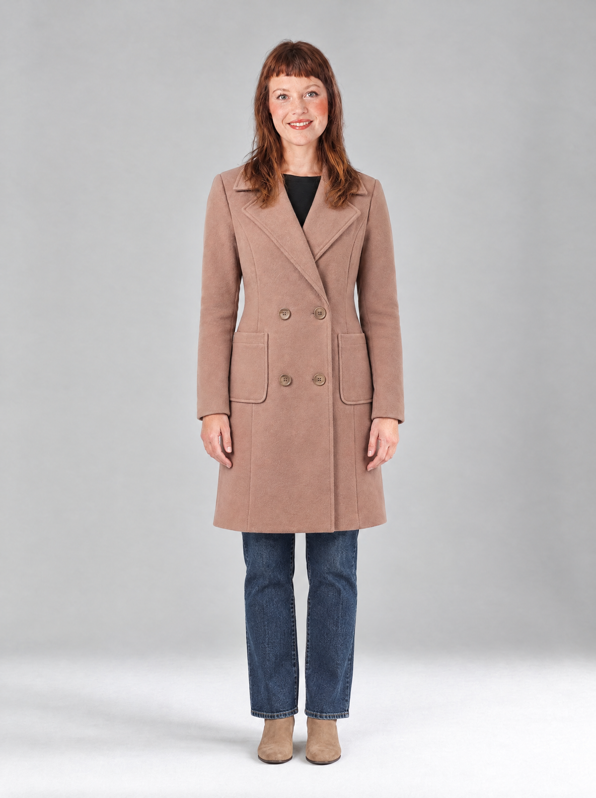 Olivia | Women's Double-Breasted Mid-Length Wool-Blend Look Coat
