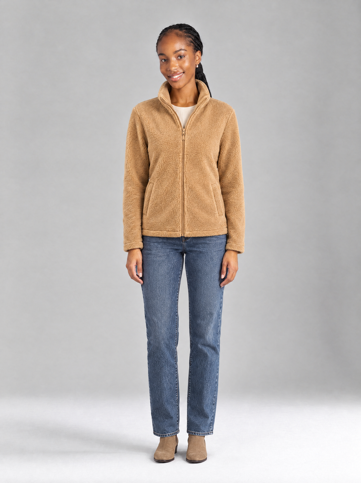 Rebecca | Women's Soft Fleece Zip Jacket with Stand Collar