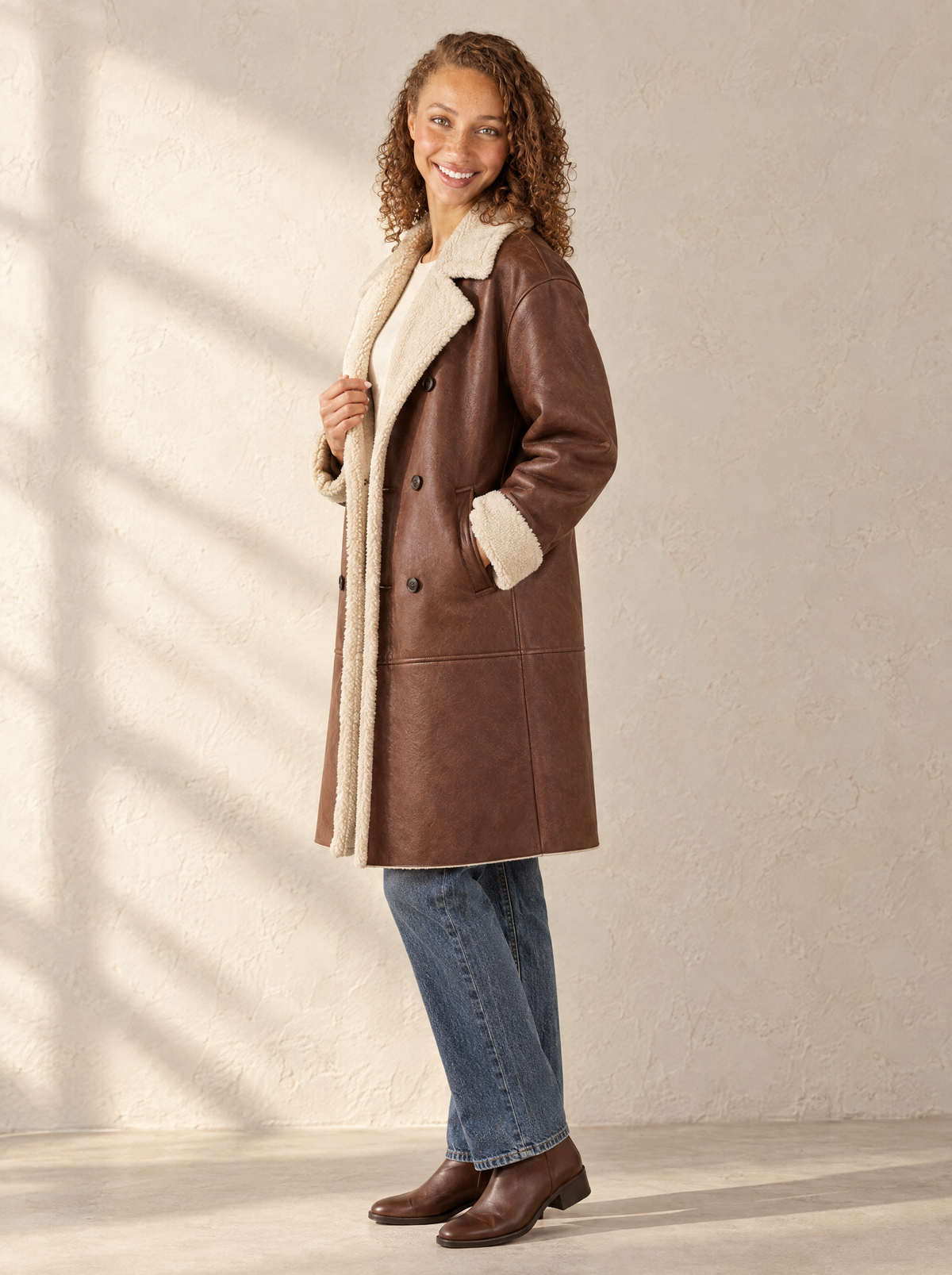 Sveva | Women's Teddy-Lined Double-Breasted Trench Coat