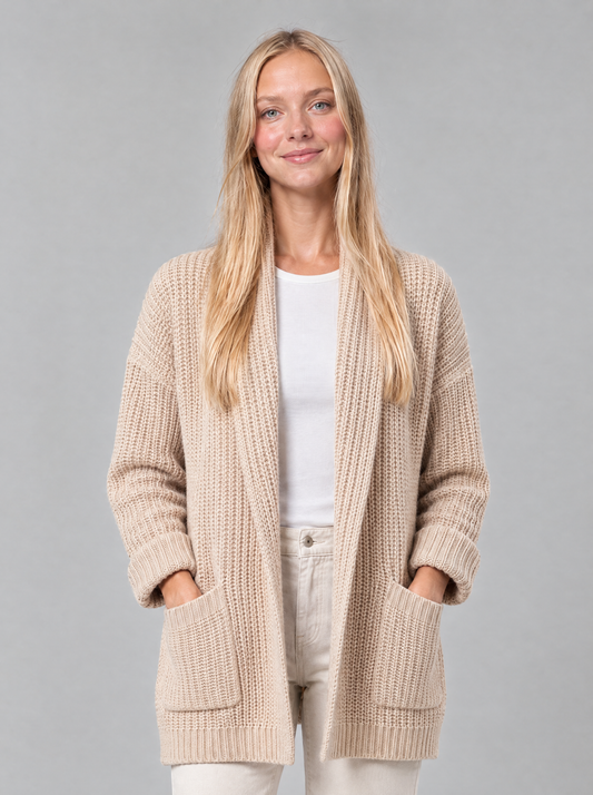 Debora | Women's Oversized Open-Front Knit Cardigan with Pockets