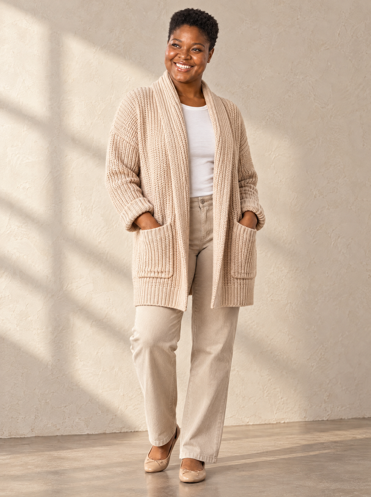 Debora | Women's Oversized Open-Front Knit Cardigan with Pockets