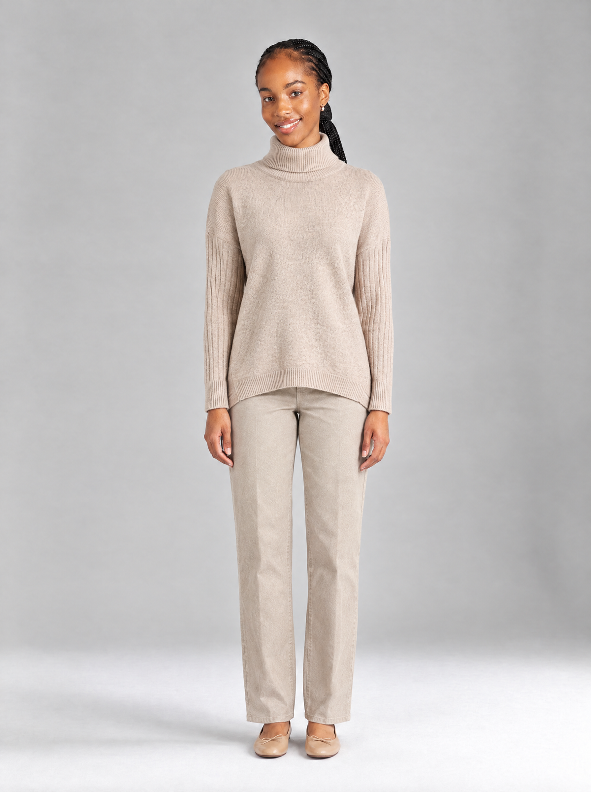 Orietta | Women's High Neck Jumper with Asymmetric Hem