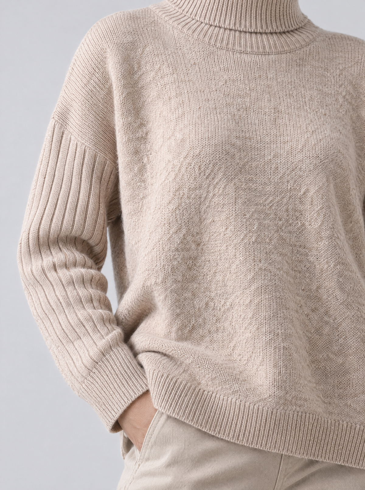 Orietta | Women's High Neck Jumper with Asymmetric Hem
