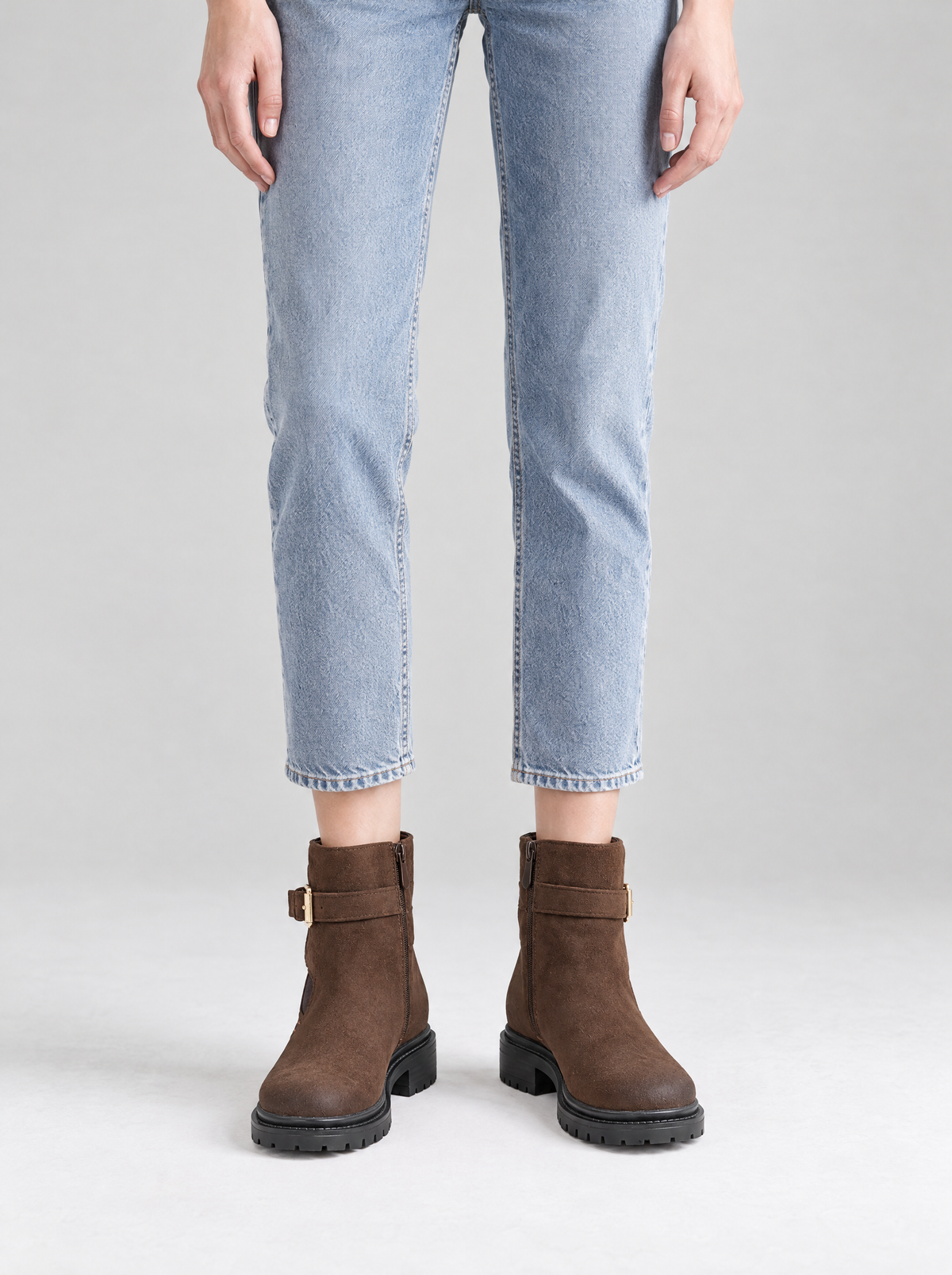 Bianca | Women's Chunky Buckle Ankle Boots with Side Zip