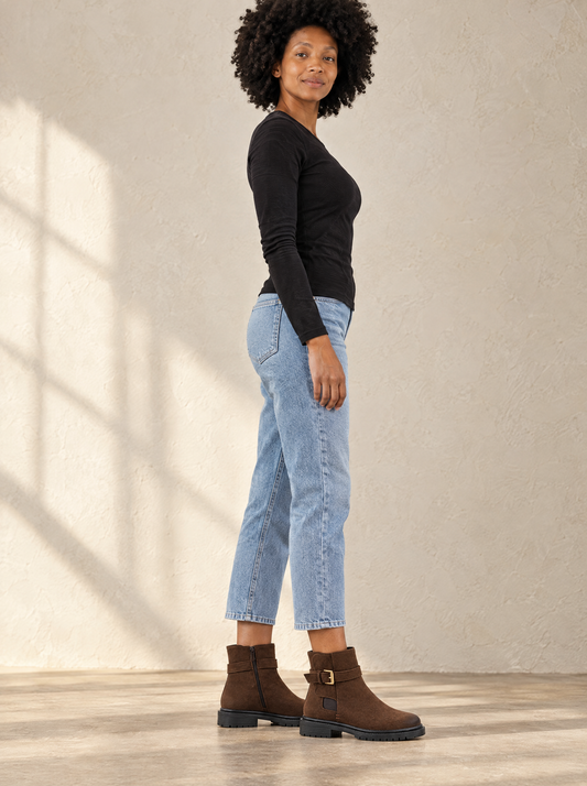 Bianca | Women's Chunky Buckle Ankle Boots with Side Zip