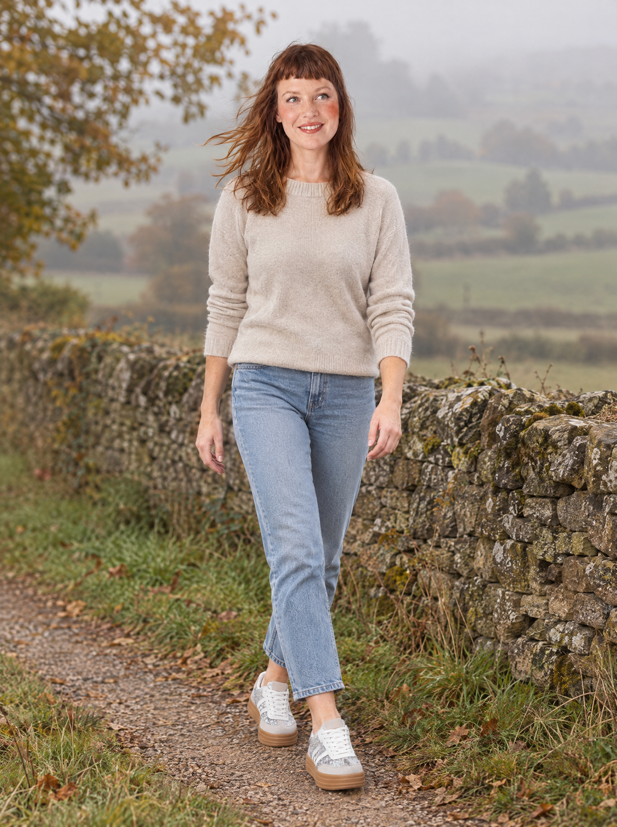 Chiara | Women's Chunky Platform Trainers in Beige
