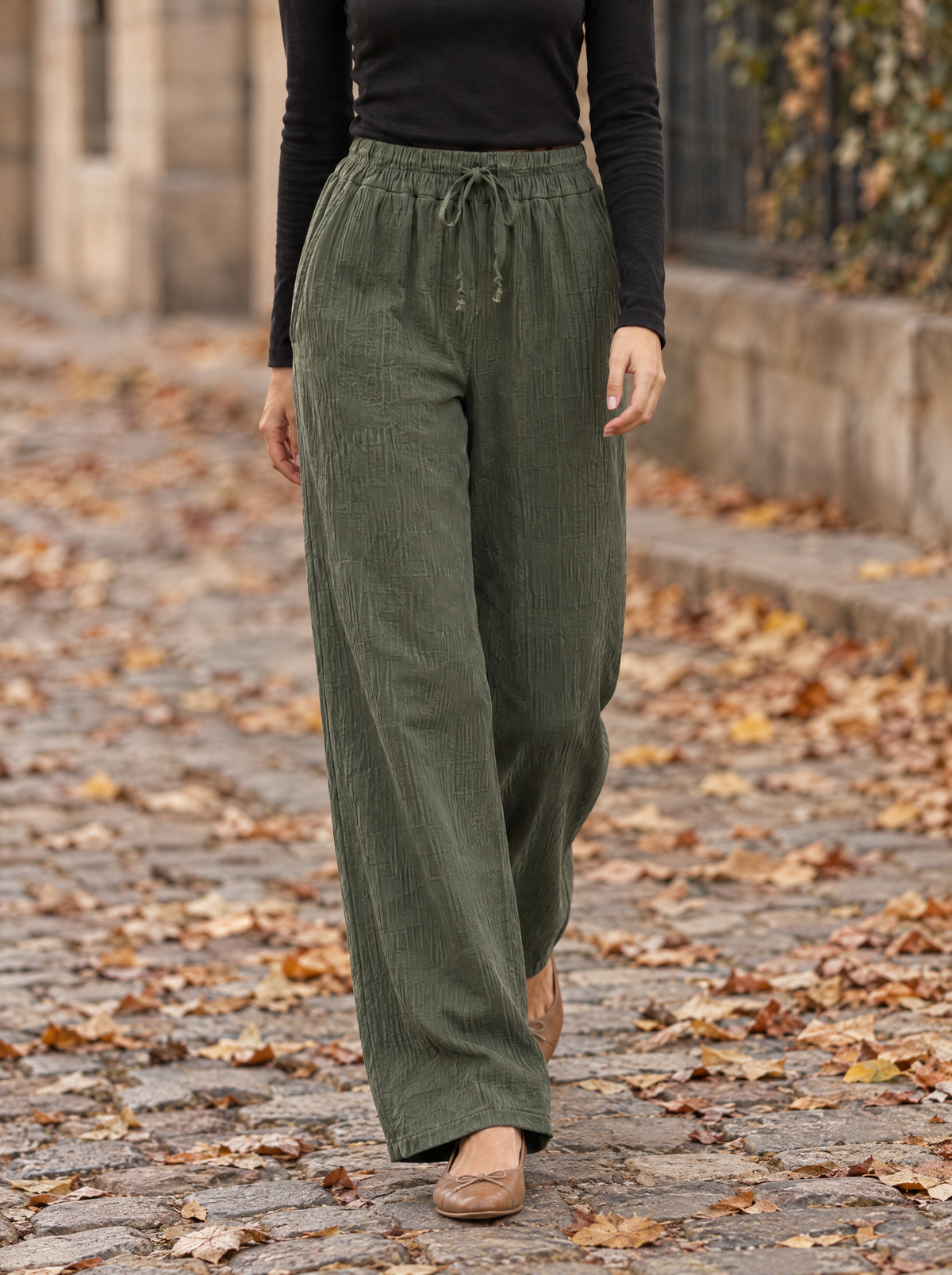 Lucia | Women's Loose Fit High-Waisted Cotton Trousers