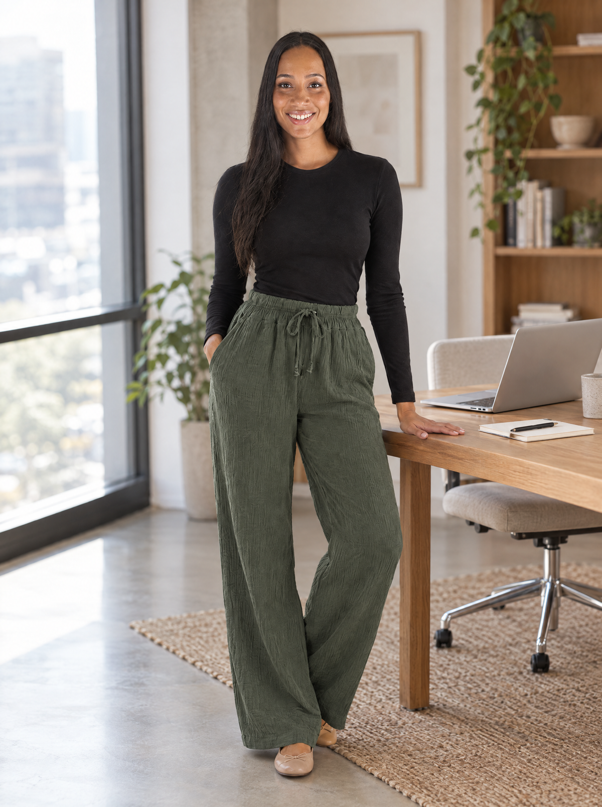 Lucia | Women's Loose Fit High-Waisted Cotton Trousers