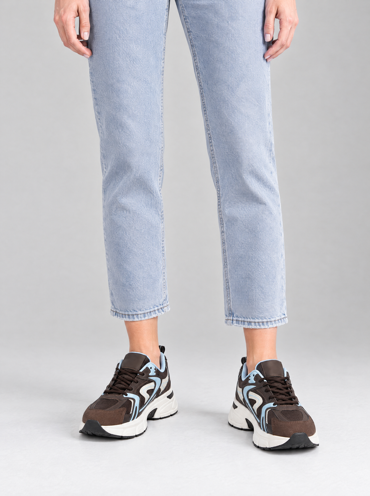 Giulia | Women's Brown Mixed-Material Trainers