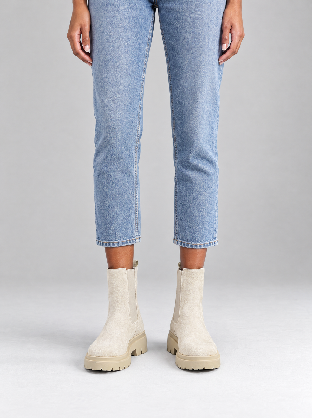 Carlotta | Women's Faux Suede Chelsea Boots in Beige