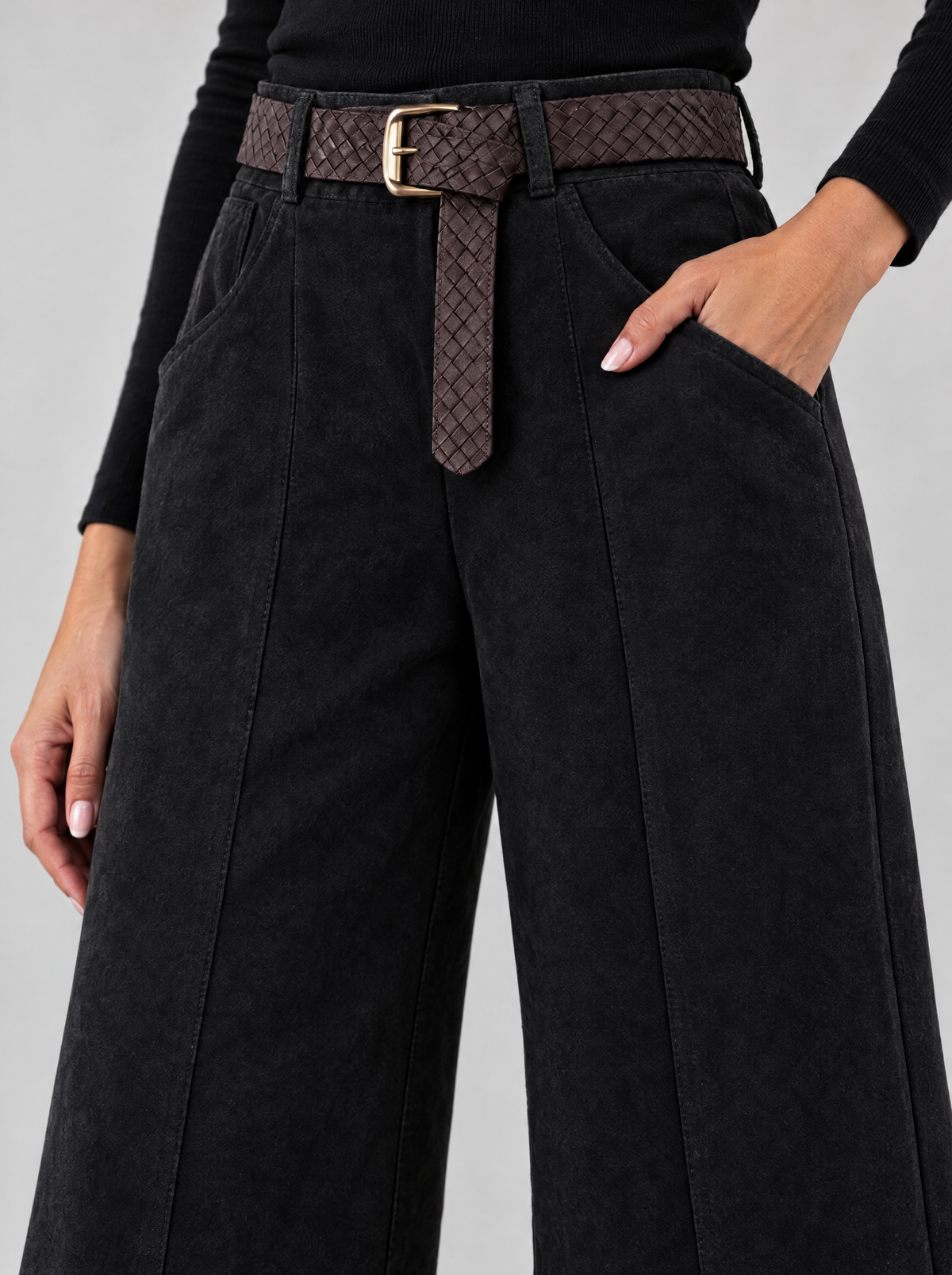 Vera | Women's Faux Suede Balloon Trousers with Belt