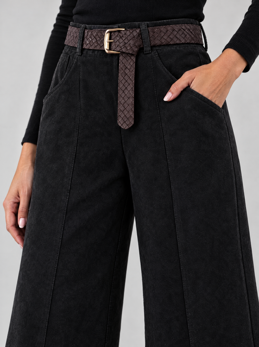 Vera | Women's Faux Suede Balloon Trousers with Belt