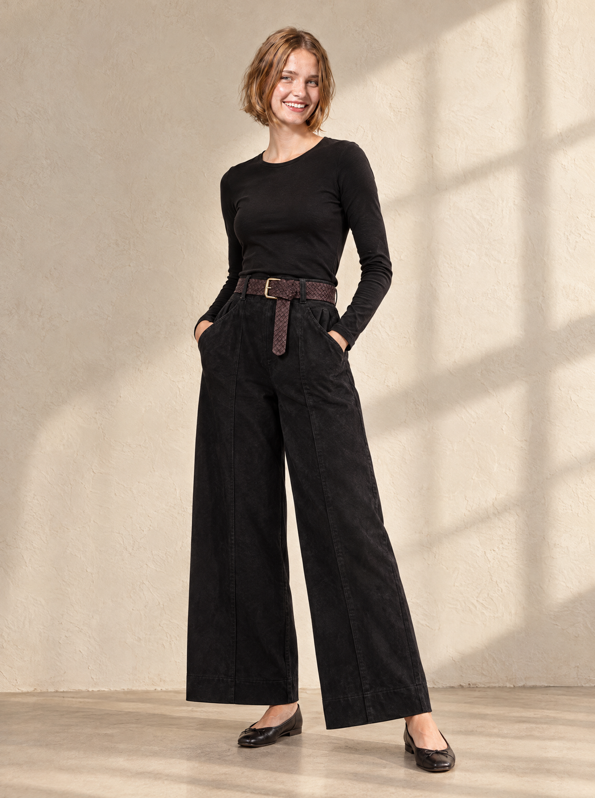Vera | Women's Faux Suede Balloon Trousers with Belt