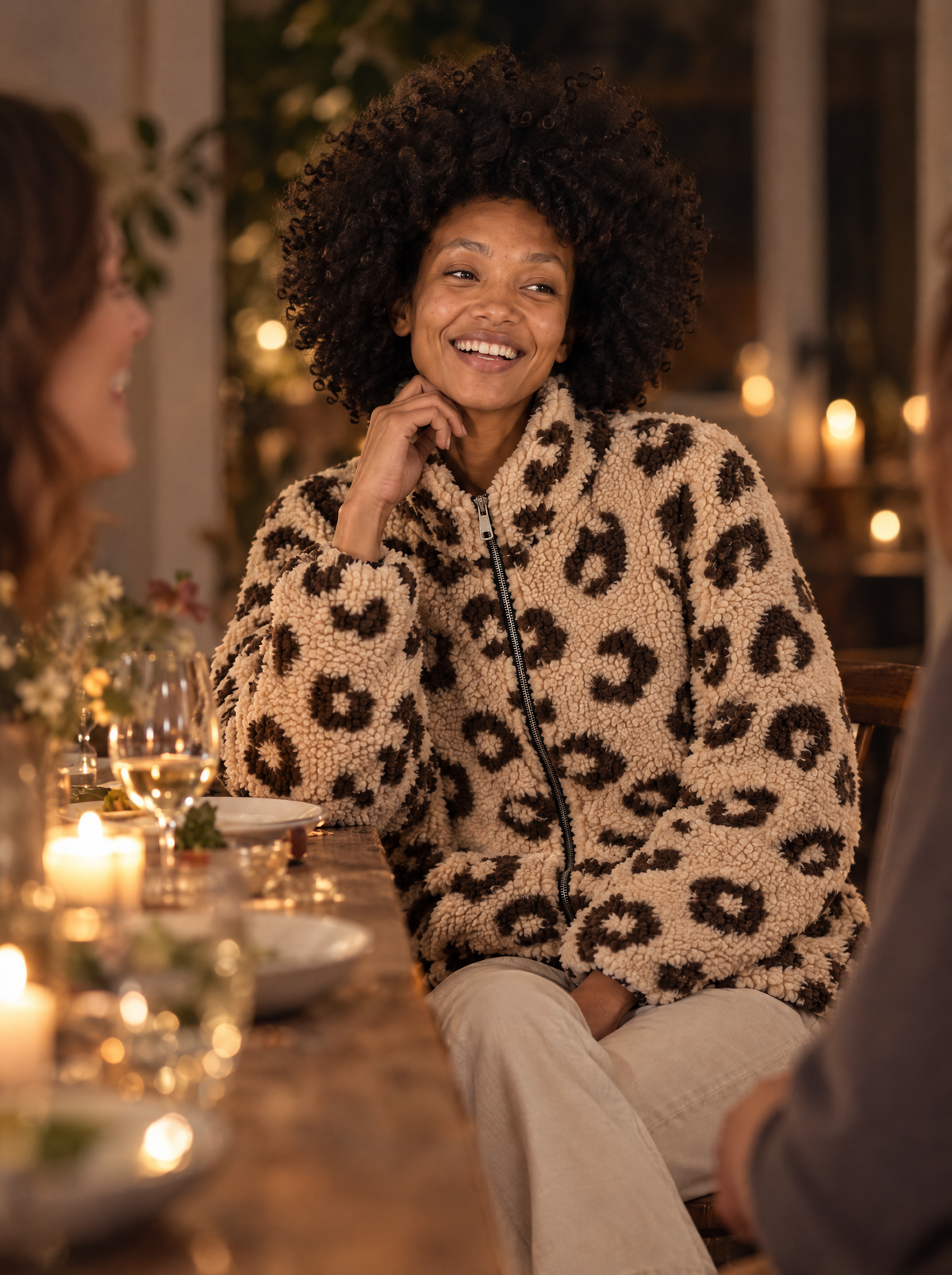 Camilla | Women's Printed Fleece Cardigan with Pockets