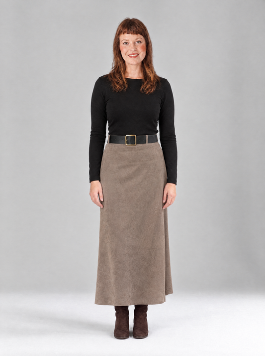 Margherita | Women's Faux Suede Maxi Skirt with Belt