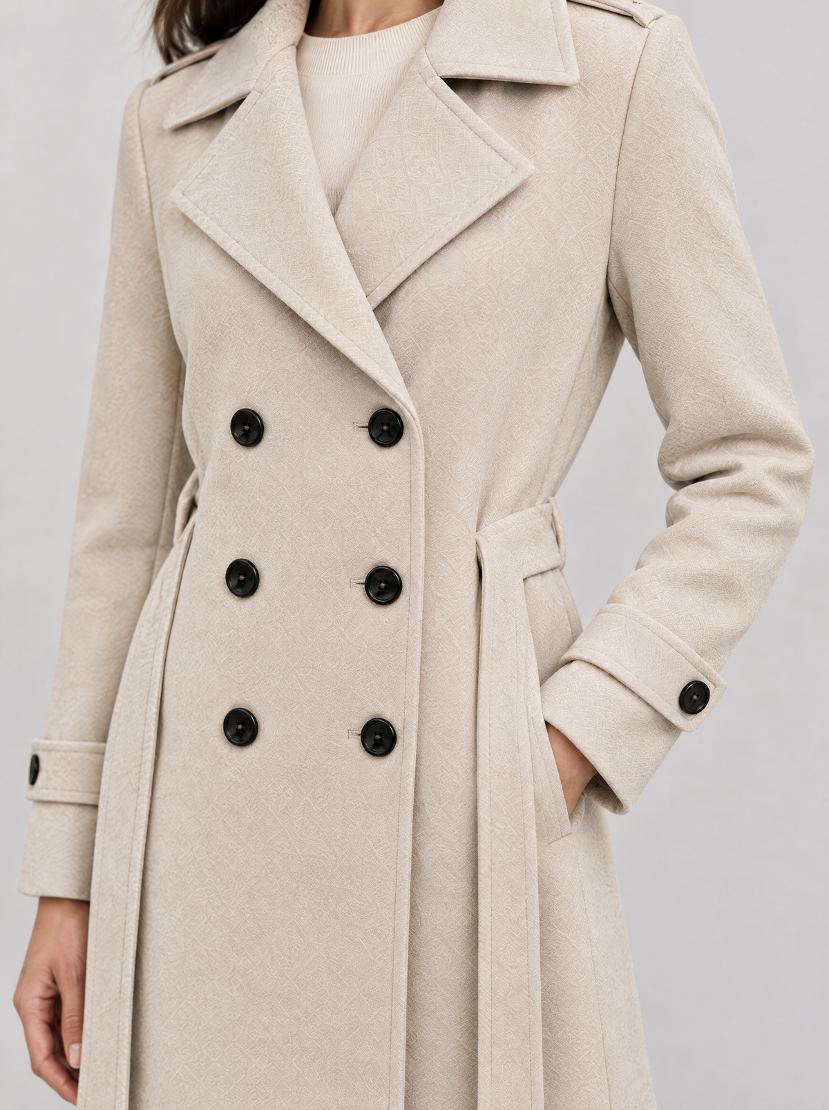 Ornella | Women's Long Double-Breasted Belted Coat