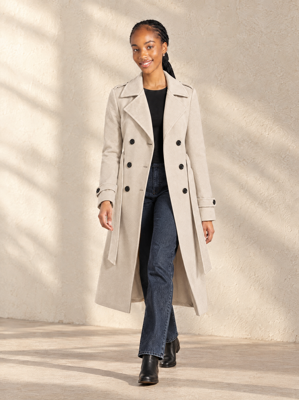 Ornella | Women's Long Double-Breasted Belted Coat