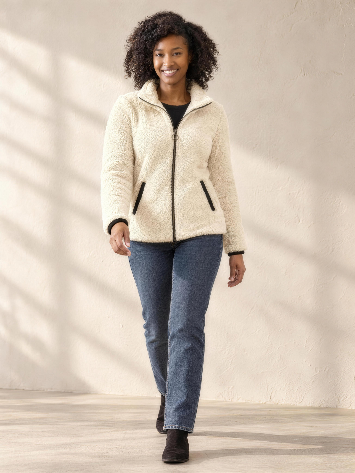 Bettina | Women's Teddy Fleece Zip Jacket with Pockets
