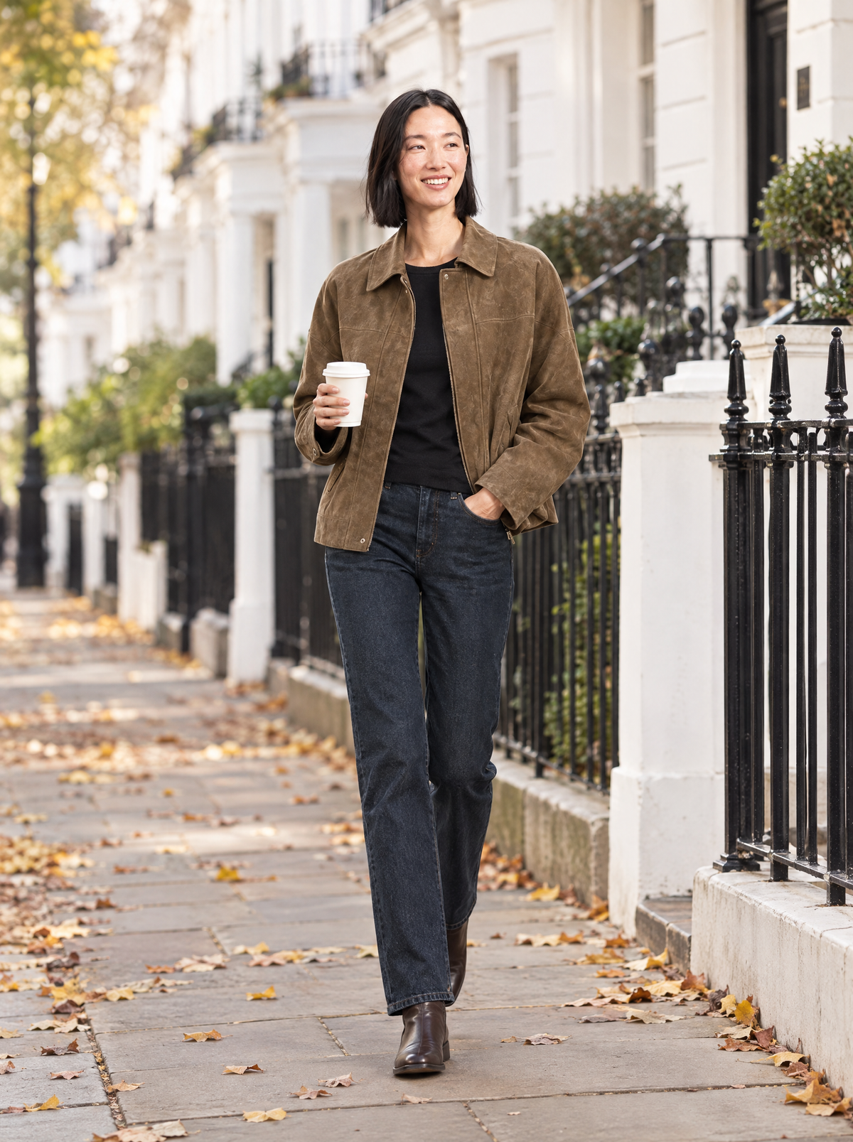 Raffaella | Women's Vintage Oversized Bomber Jacket in Dark Brown