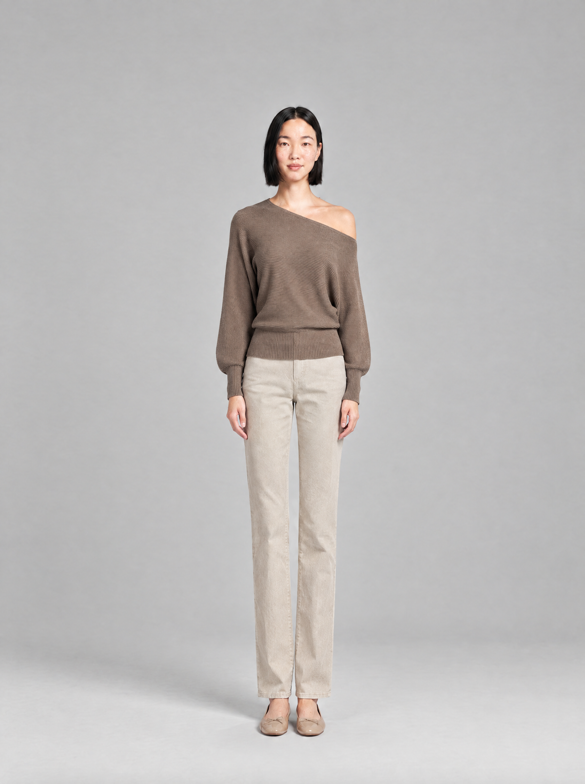 Gemma | Women's Ultra Soft Off-Shoulder Jumper in Mocha