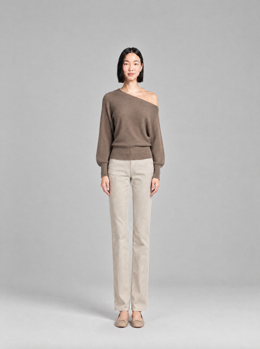 Gemma | Women's Ultra Soft Off-Shoulder Jumper in Mocha