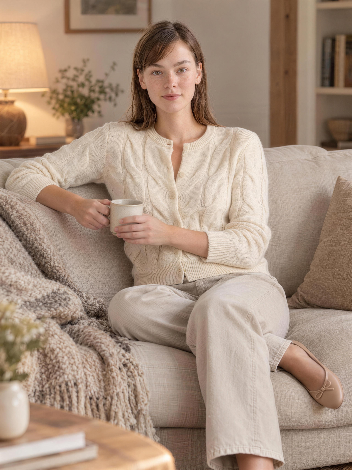 Marina | Women's Soft Cable Knit Cardigan