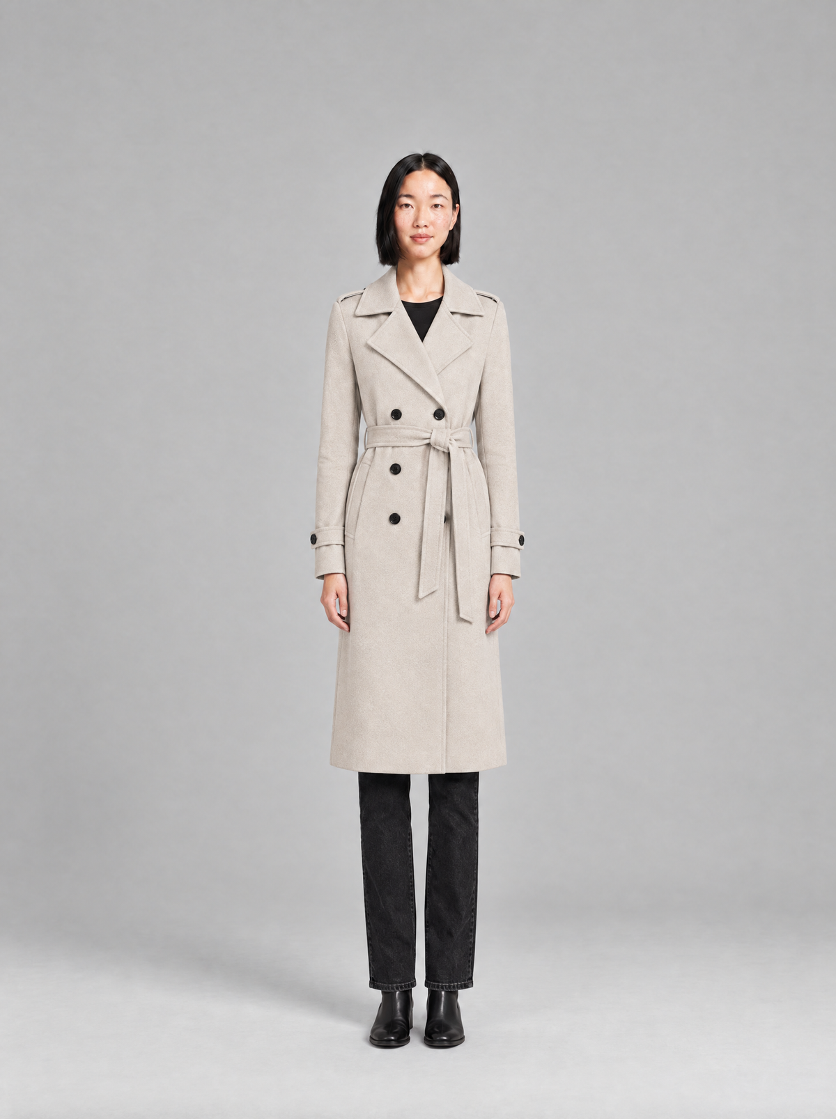 Ornella | Women's Long Double-Breasted Belted Coat